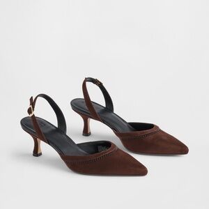 GAP Pointed Slingback Pumps in Dark Brown with Black Insole
